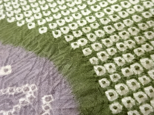  絞り曲線に七宝模様名古屋帯